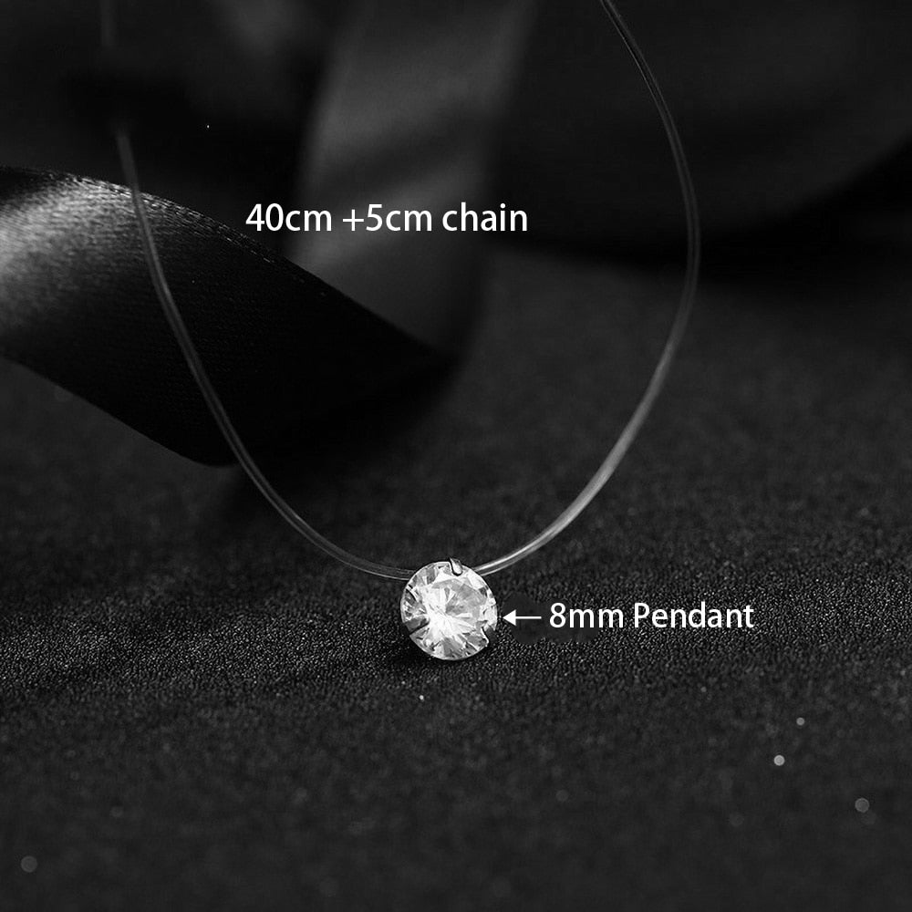 Transparent Fishing Line Silver Plated Necklace