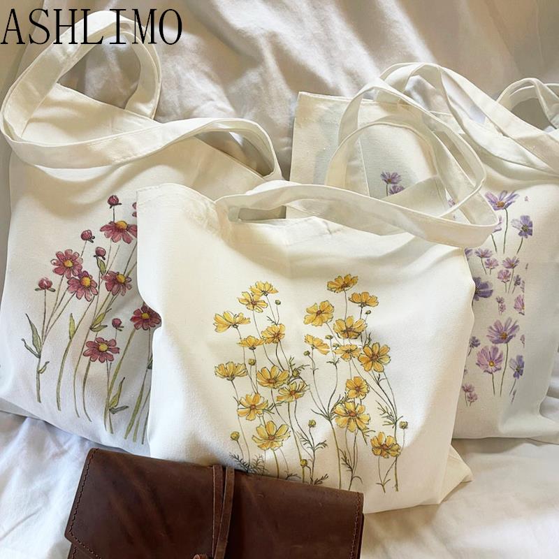 Floral Canvas Reusable Tote Bag