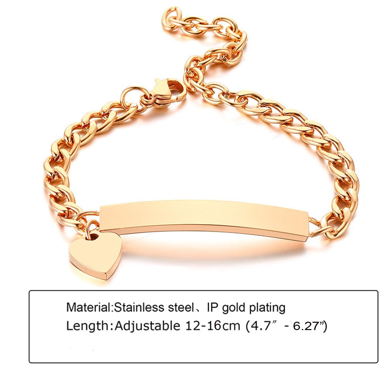 Customized Heart Baby Engravable ID Name Bracelet