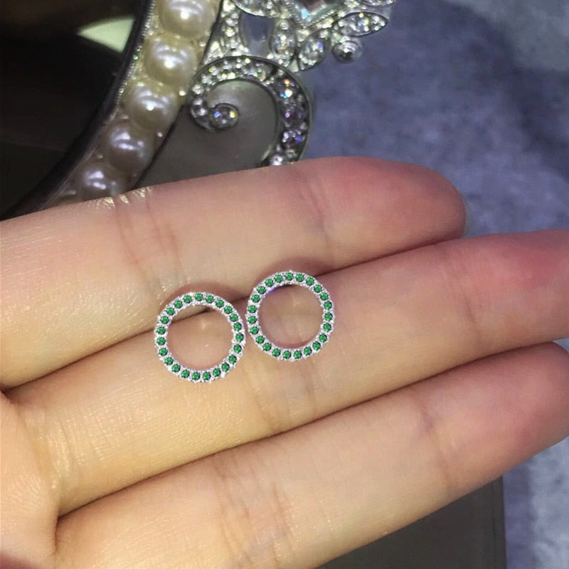 Fashion Versatile Crystal Dazzling Circle Stud Earrings