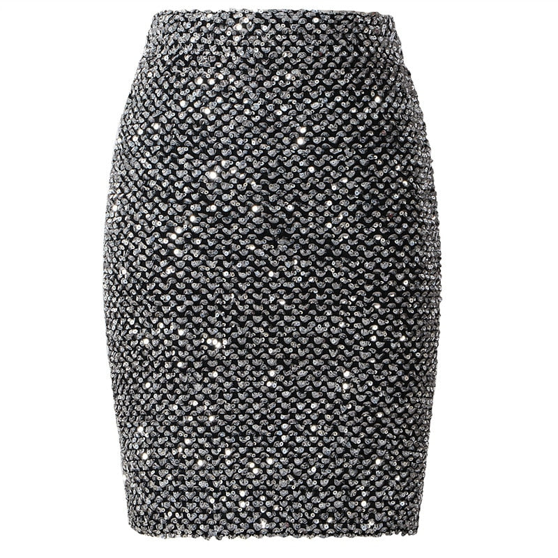 Fashion Bling Women Gold Sequin Short Wrap Mini Skirt