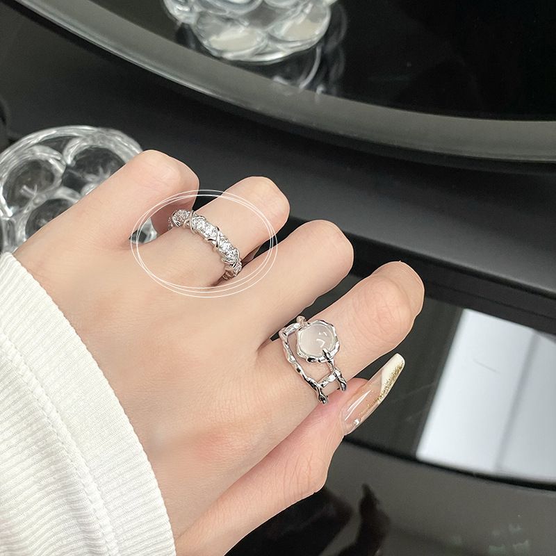 Korean Crystal Opal Irregular Zircon Star Ring