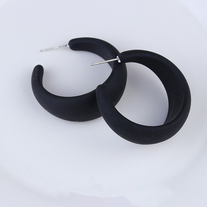 Korean style candy colors C-shaped earrings