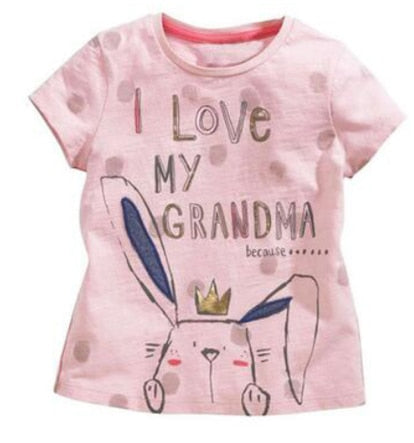 Summer Comfortable Lovely Toddler Girls Short Sleeve Cartoon Cotton T-Shirt