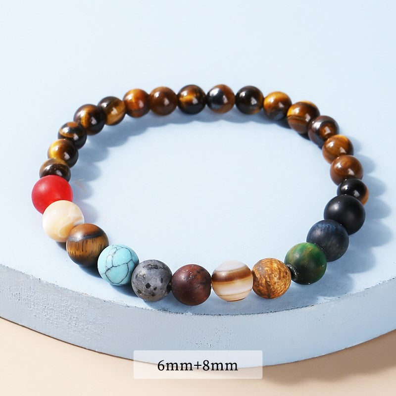 JD Natural Stone Eight Planets Bead Bracelet