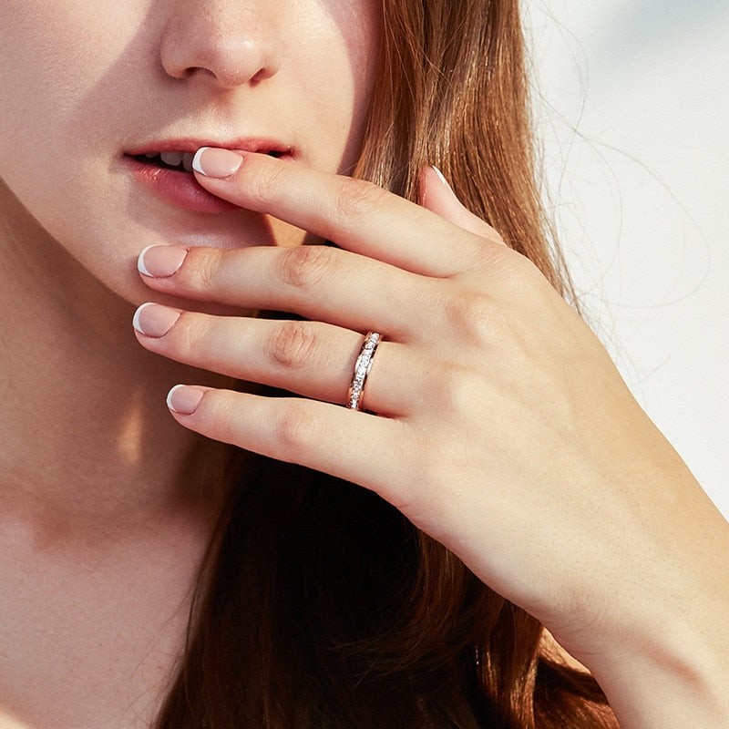 Stainless Steel Stackable CZ Eternity Ring