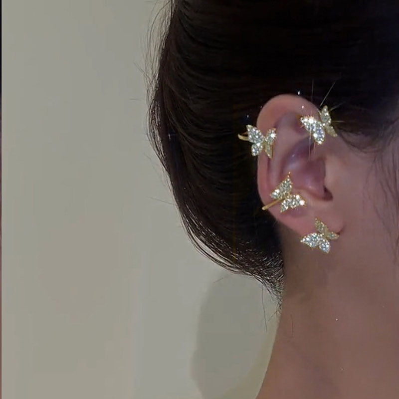 Korean Four-Prong Setting CZ Earing Claw Ear Hook Clip
