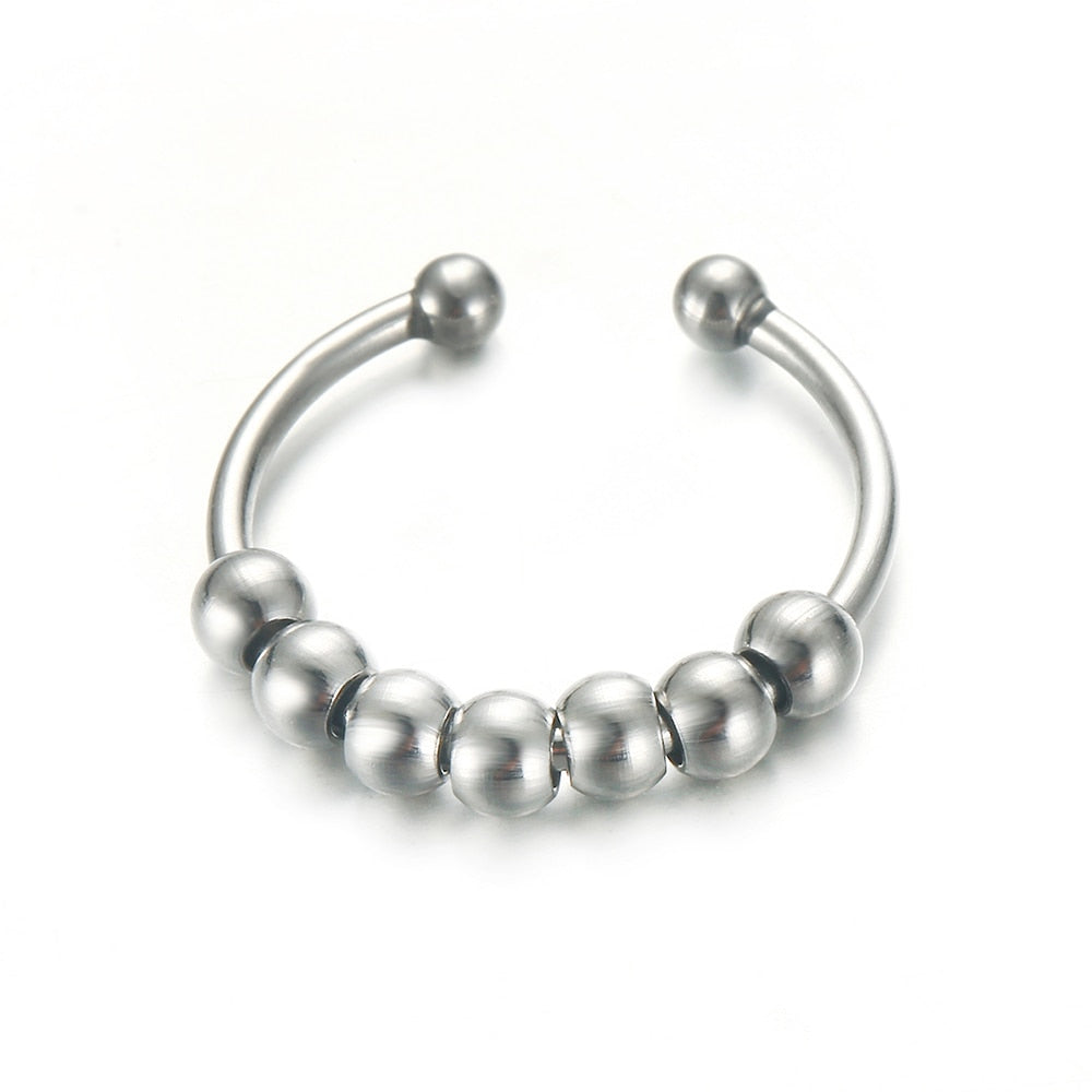 Skyrim Stainless Steel Rotate Beads Anxiety Adjustable Ring