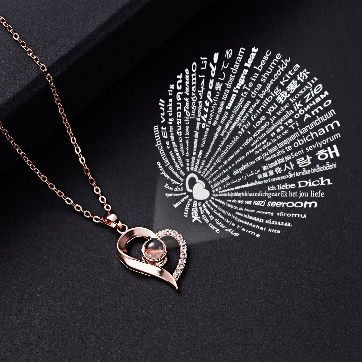 Shiny Bling Zircon Double Layer Heart Clavicle Chain Necklace