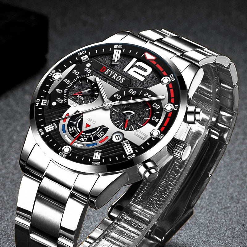 Luxury Stainless Steel Quartz Wristwatch