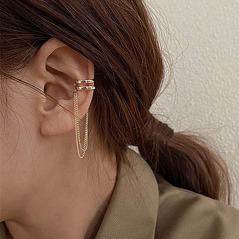 JWER New Long Tassel Ear Cuff Multilayer No Piercing