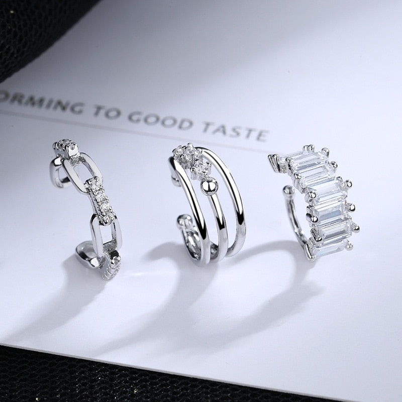 1 pcs Charming Line Zircon Clip Earrings Without Piercing