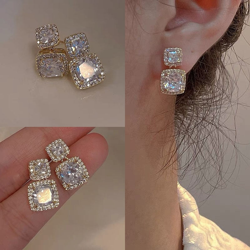 Fashion Shiny Green Rhinestone Pendant Earrings
