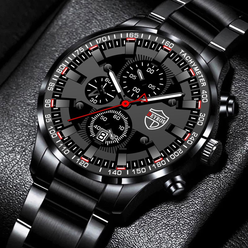 Fashion Mens Business Stainless Steel Quartz Wrist Watch