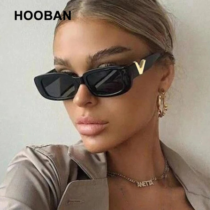HOOBAN Luxury Fashion Cat Eye Classic Rectangle Sunglasses