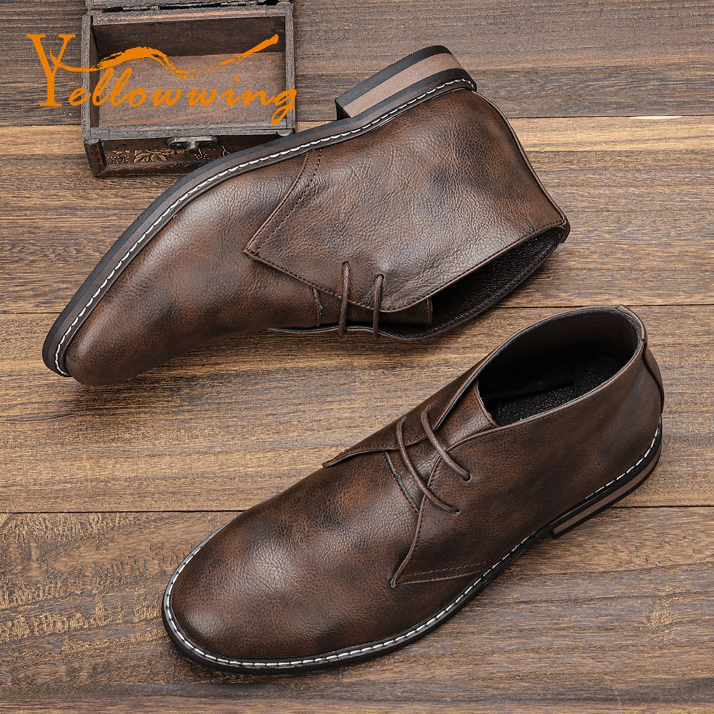 Size 39-46 Retro Desert Boots Brand Men's Leather Boots Comfortable Ankle Boots For Men #KD581