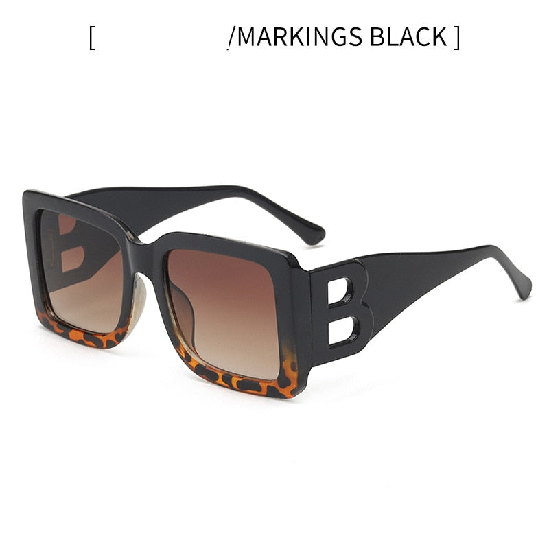 Retro Black Gradient Imwete Oversized Square Sunglasses