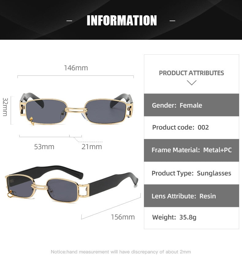 Small Frame Metal Square Sunglasses Ring Buckle Sunglasses