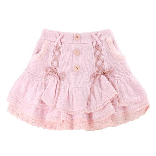 Japanese Lace Casual Elegant High Waist Skirt
