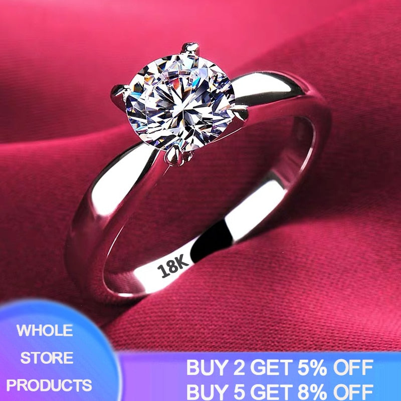 Gold Color Tibetan Silver Round 8mm 2ct Cubic Zircon Ring