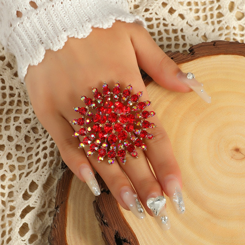New Unique Boho Crystal Stone Big Round Ring