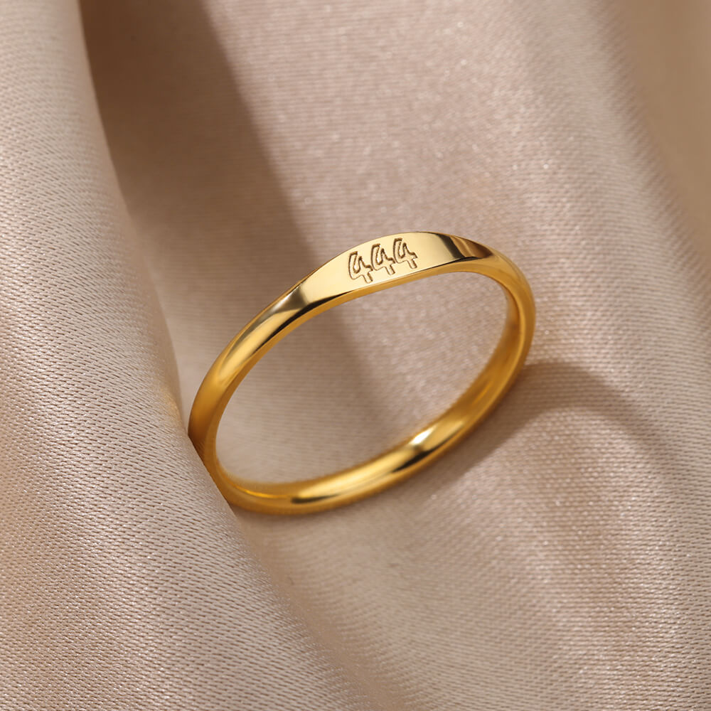 11:11 Angel Number Gold Plated Lucky Stainless Steel Ring