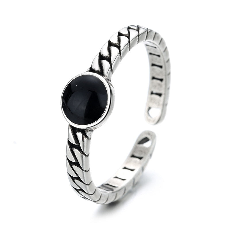 VENTFILLE 925 Sterling Silver Wave Light-shaped Solid Double-layer Ring