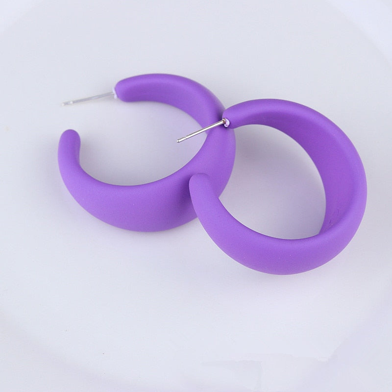 Korean style candy colors C-shaped earrings