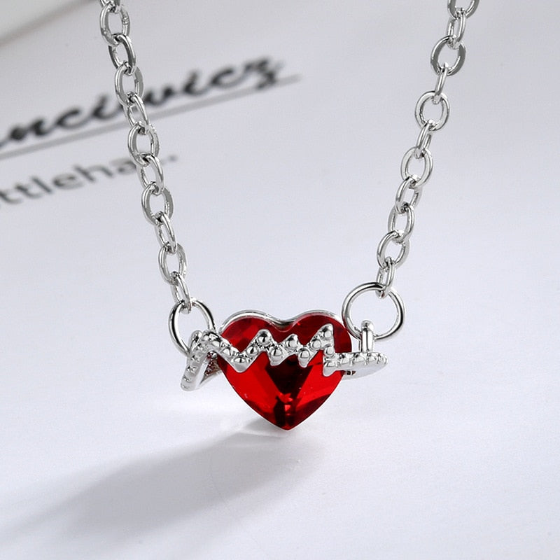 Shiny Bling Zircon Double Layer Heart Clavicle Chain Necklace