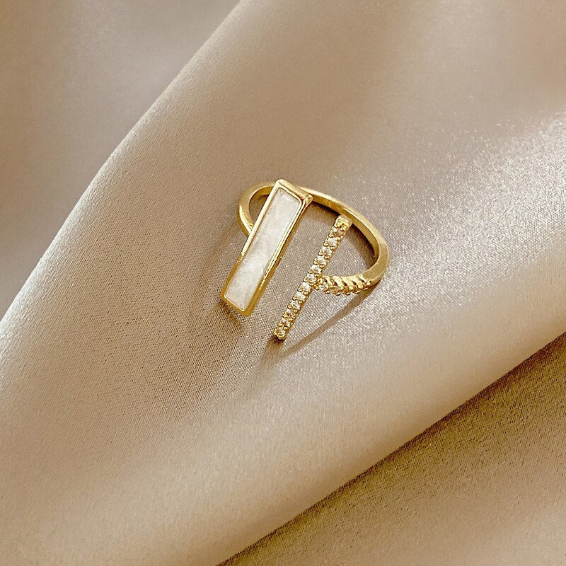LATS Trendy Square One-word Zircon High-end Open Index Finger Ring
