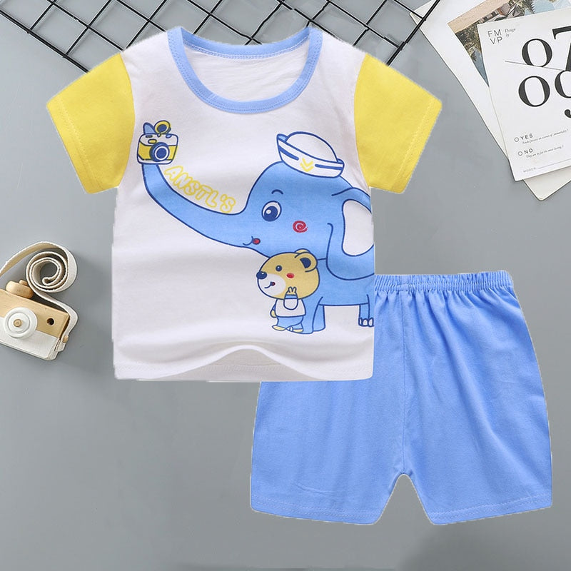 2PCS 100% Cotton Soft Summer Children Baby Cloths T-shirt