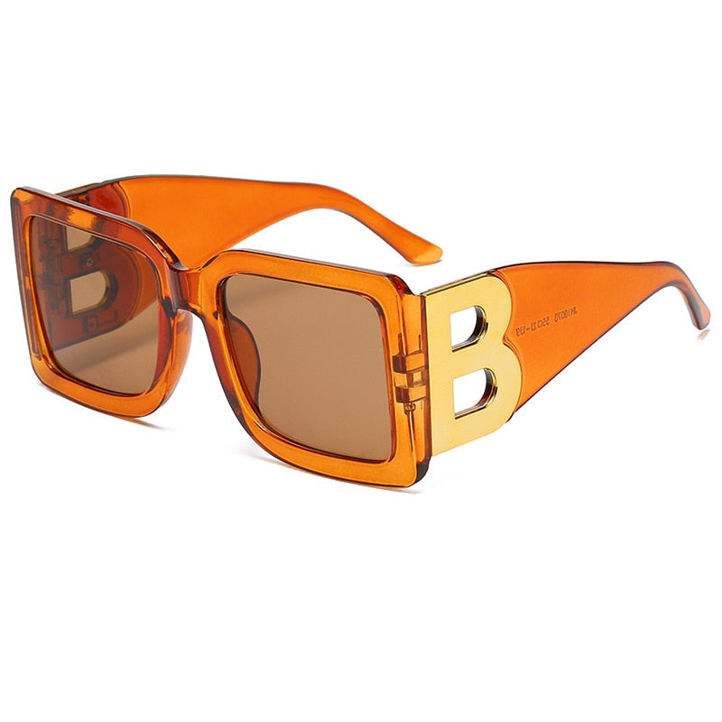 Retro Black Gradient Imwete Oversized Square Sunglasses