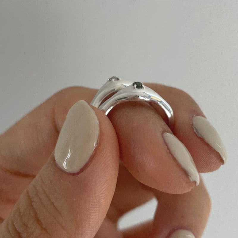 XIYANIKE Irregular Shiny Rhinestone Open Cuff Ring