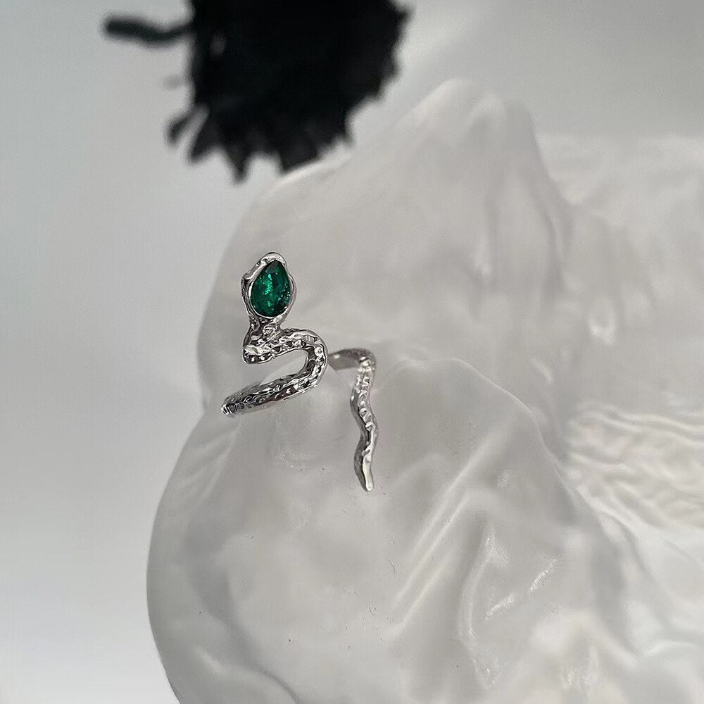 Ancient Silver Color Adjustable Chain Open Finger Ring