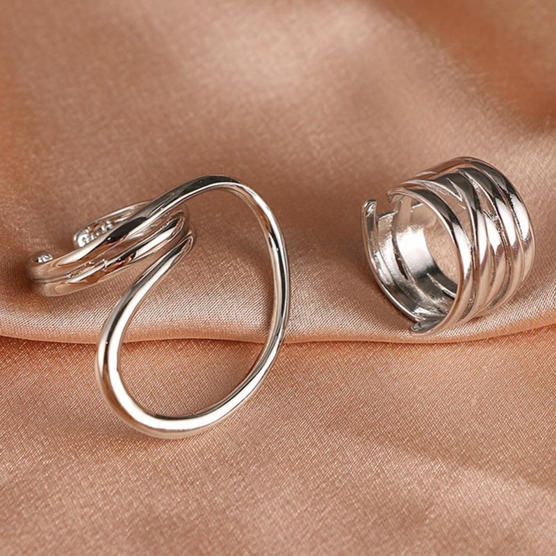 2pcs Korean Style Geometric Adjustable Ring - Jeglowstore