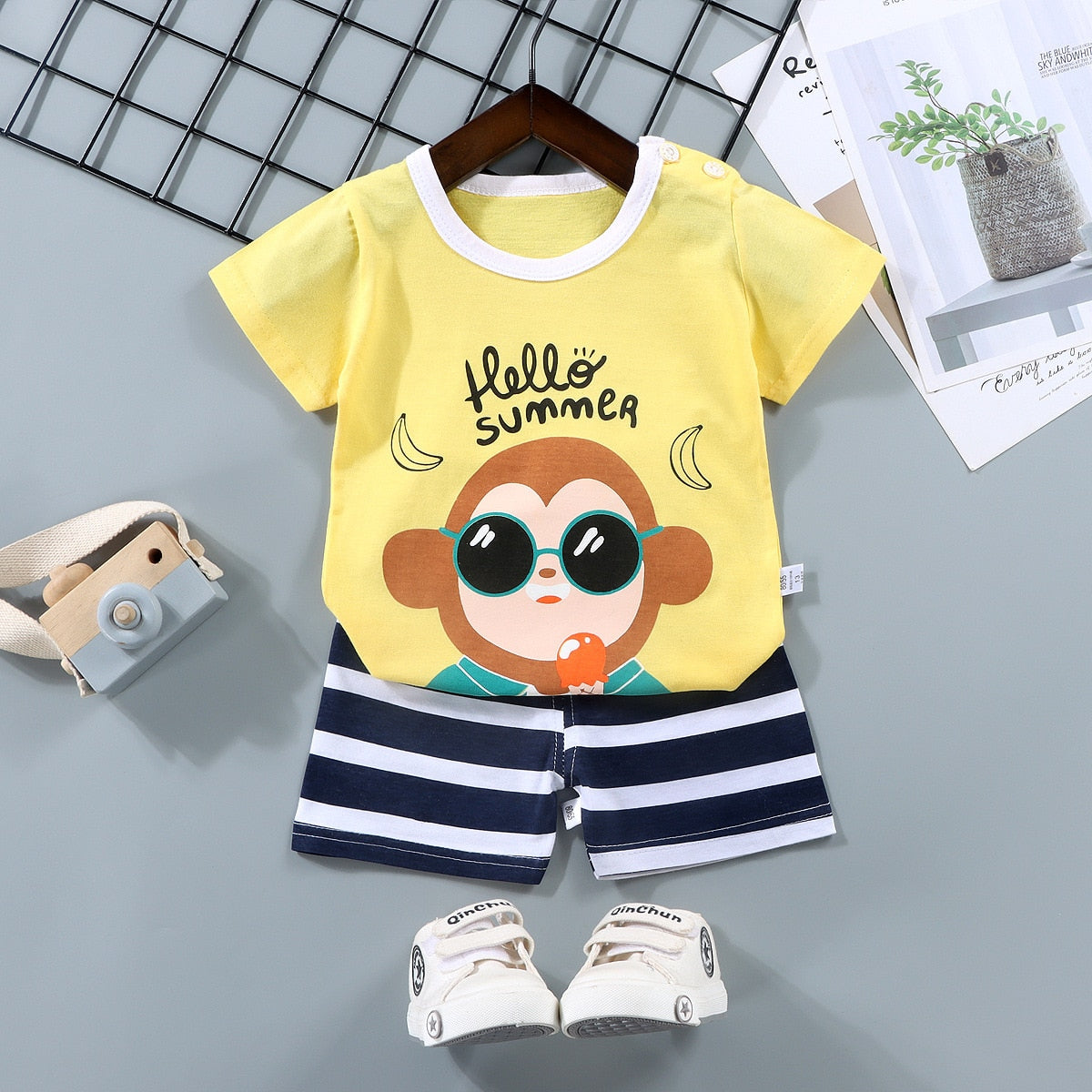 2PCS 100% Cotton Soft Summer Children Baby Cloths T-shirt