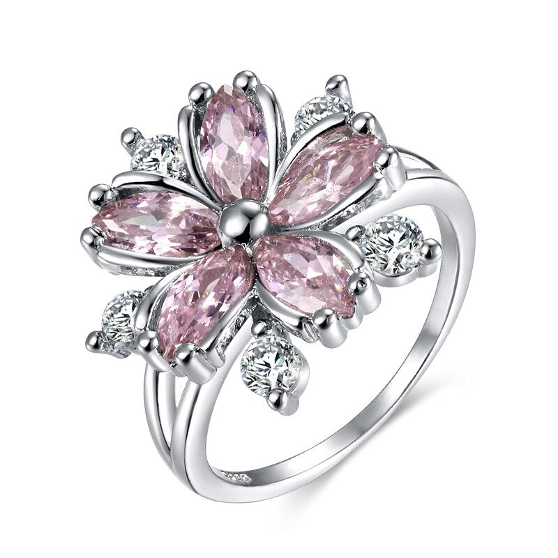 Newest Elegant Cherry Blossom Zircon Lady Ring