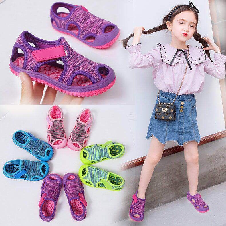 Girls' Sandals Spring and Summer Children's Closed Toe Sports Beach Shoes Boys Wading Shoes Candy Color