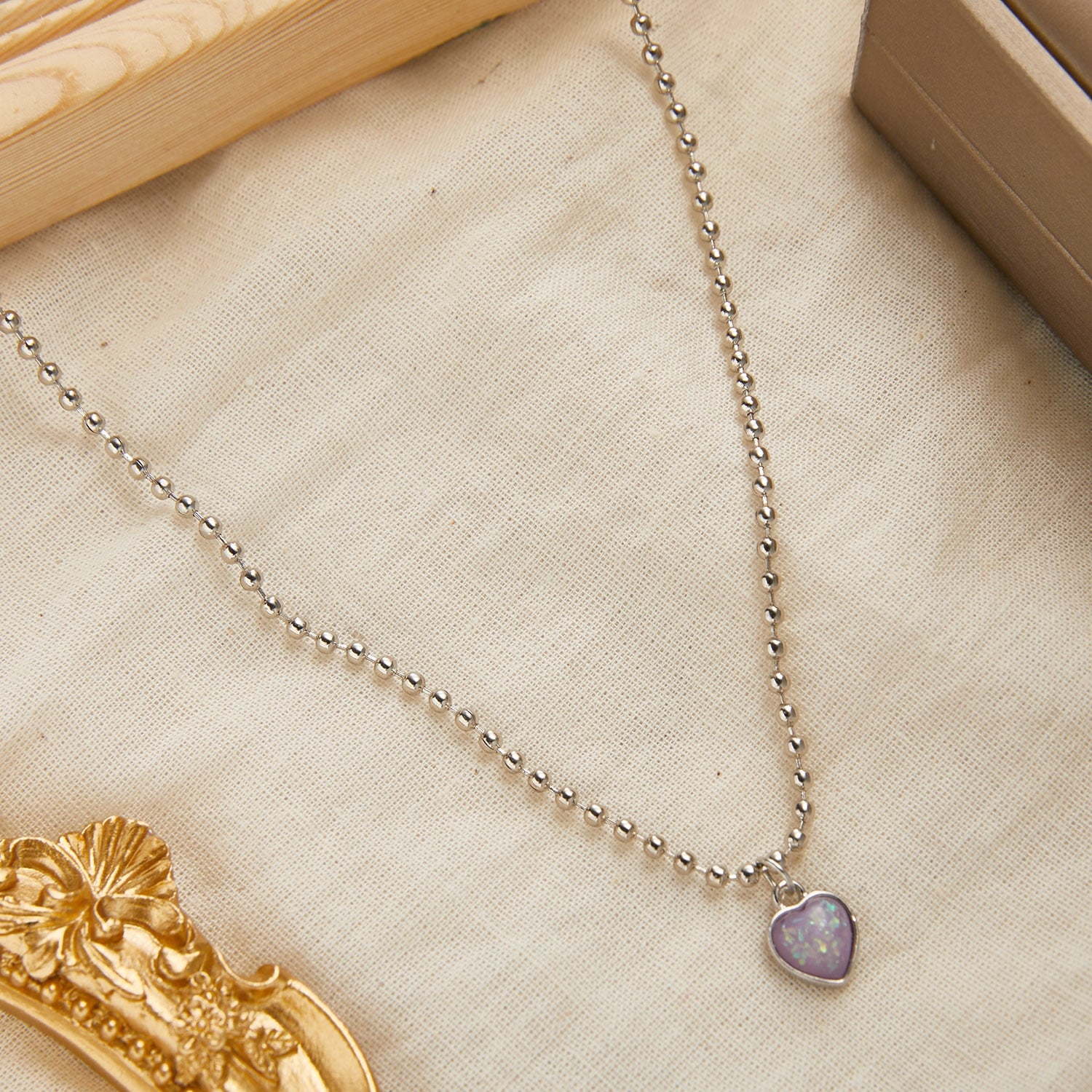 Shiny Bling Zircon Double Layer Heart Clavicle Chain Necklace