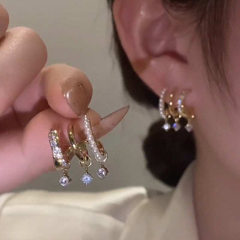 Korean Four-Prong Setting CZ Earing Claw Ear Hook Clip