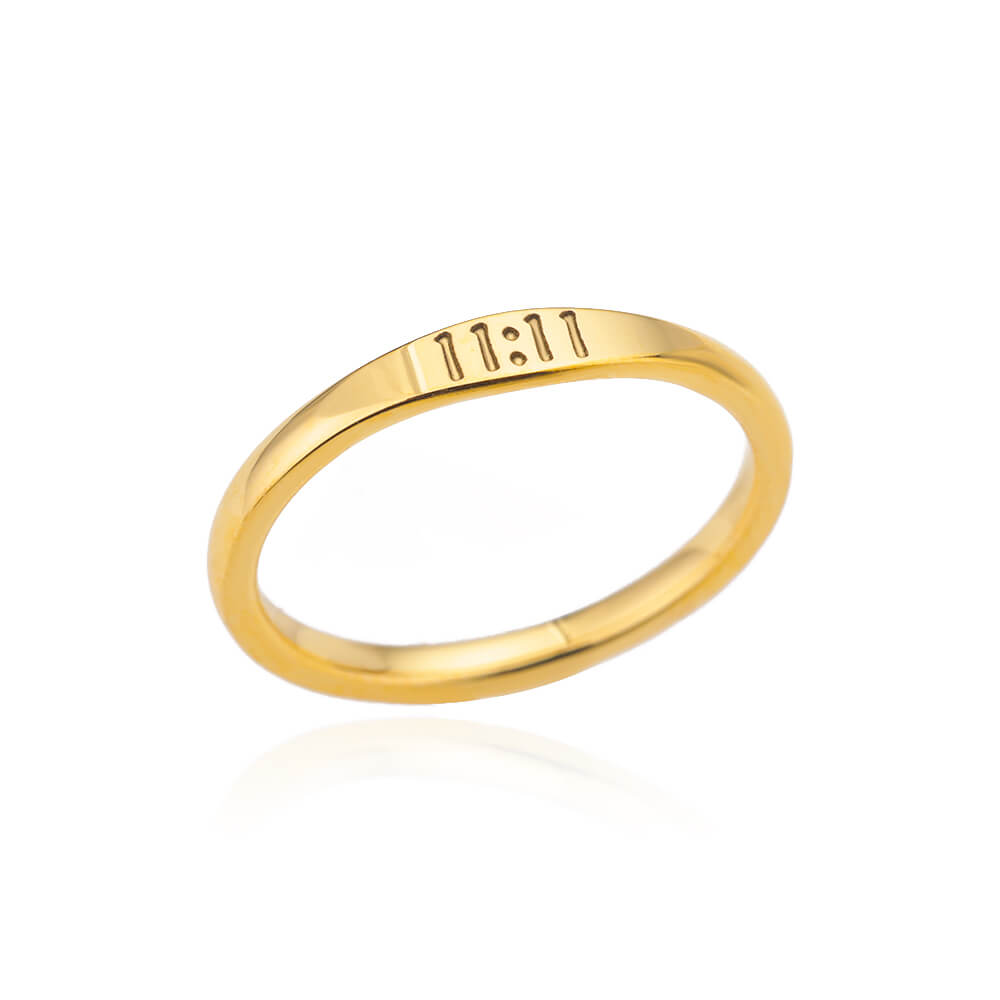 11:11 Angel Number Gold Plated Lucky Stainless Steel Ring