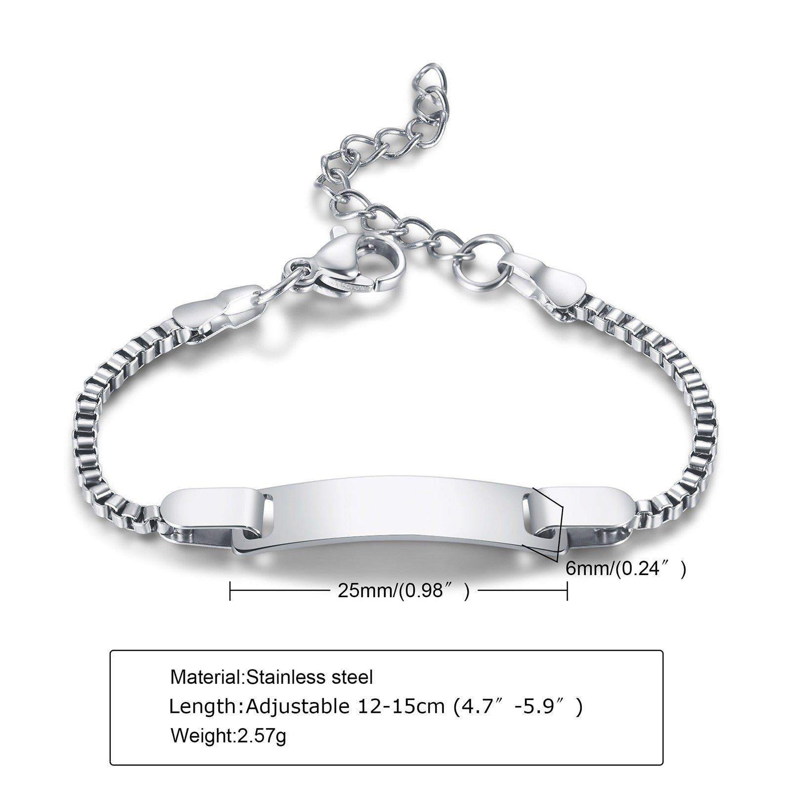 Custom Personalized Name Baby ID Stainless Steel Bracelet
