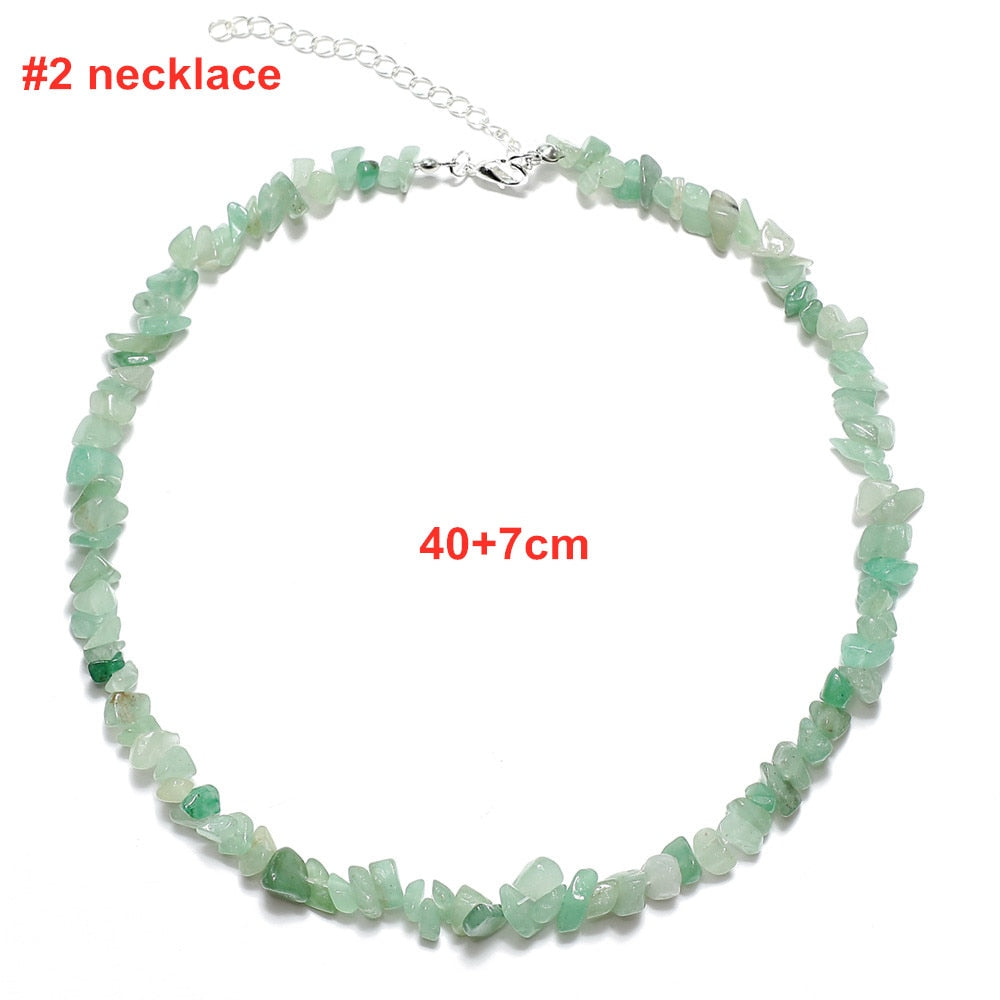 Colorful Natural Stones Choker Bohemia Gravel Beaded Grunge Necklace
