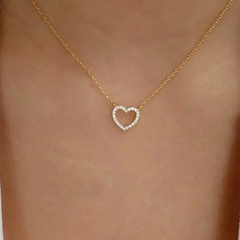 Kpop Vintage Metal Heart Neck Chains Choker Grunge Necklaces