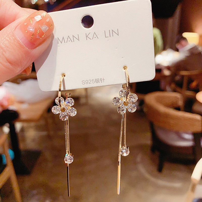 South Korea new flower tassel long earring