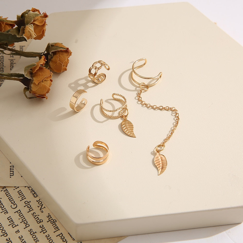 JWER New Long Tassel Ear Cuff Multilayer No Piercing