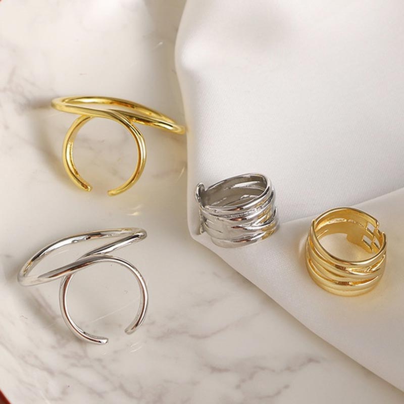 2pcs Korean Style Geometric Adjustable Ring - Jeglowstore