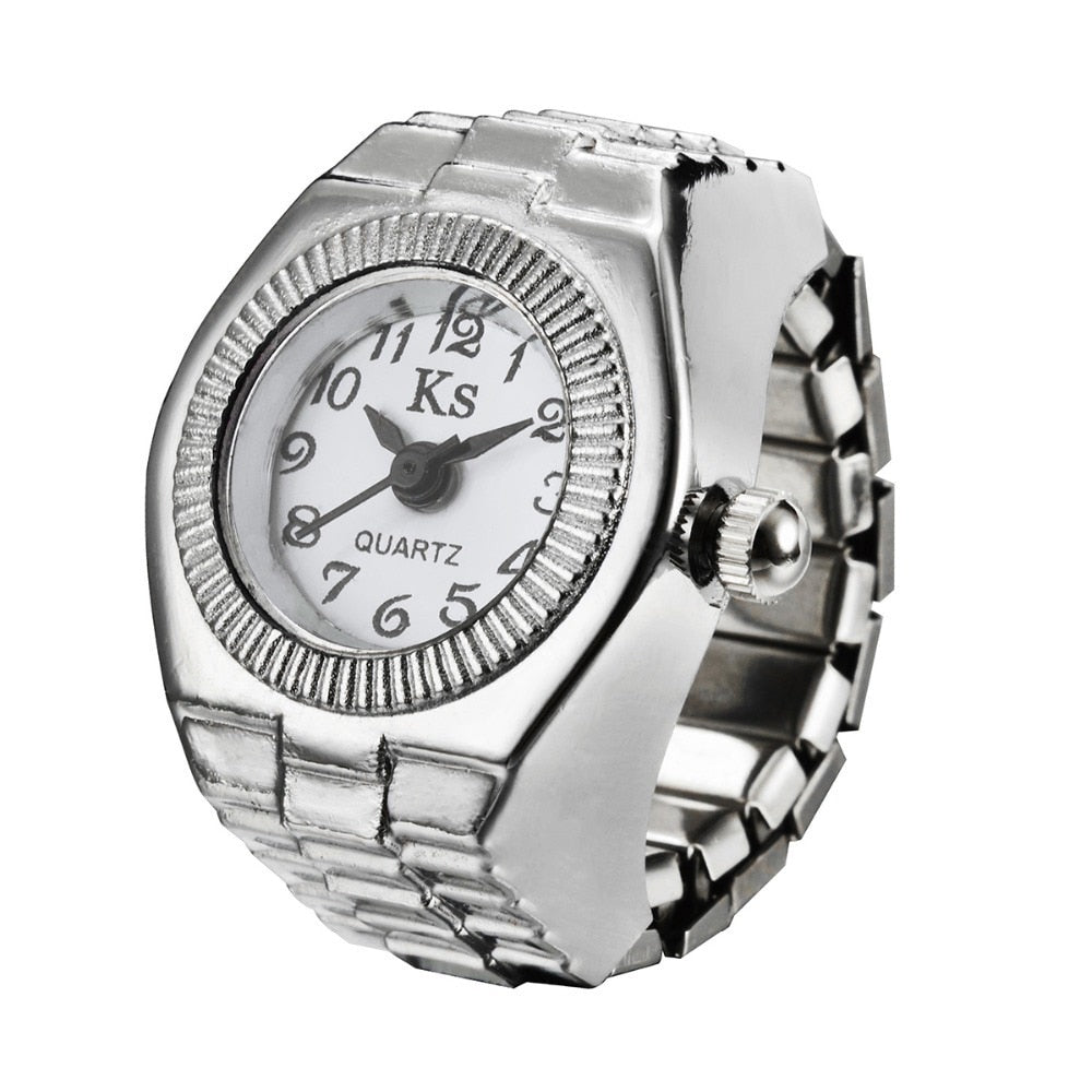 Fashion Couple Watch Ring Round Quartz Stainless Steel