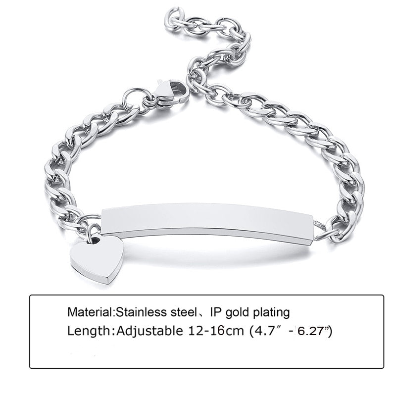 Custom Personalized Name Baby ID Stainless Steel Bracelet