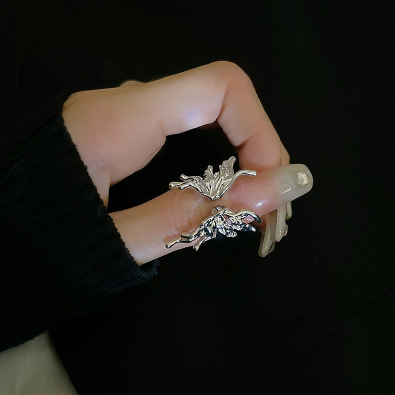 Opal Irregular Natural Stone Ring With White Opal Hollow Ring